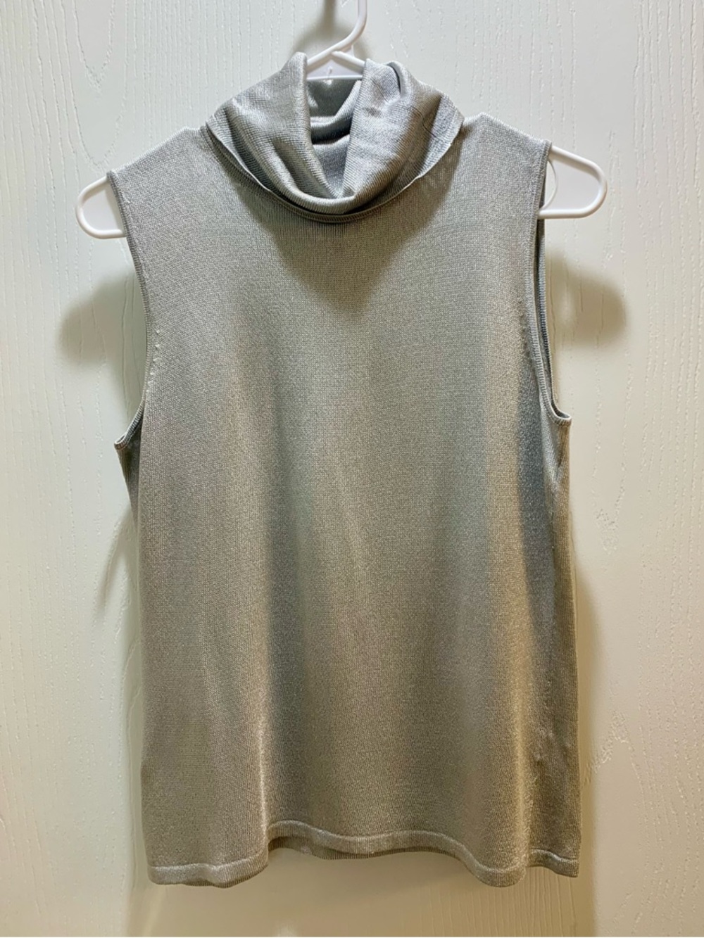 Minimalist Classy Silver Metallic Sleeveless Turtleneck - Picture 8 of 10